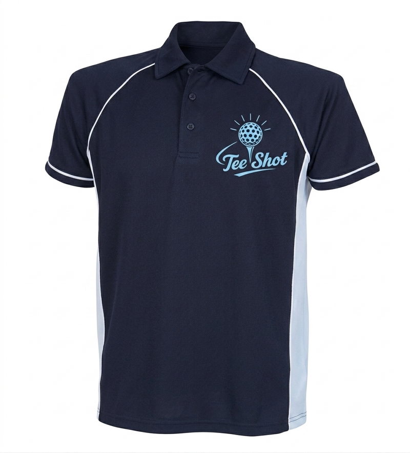Mens piped performance polo
